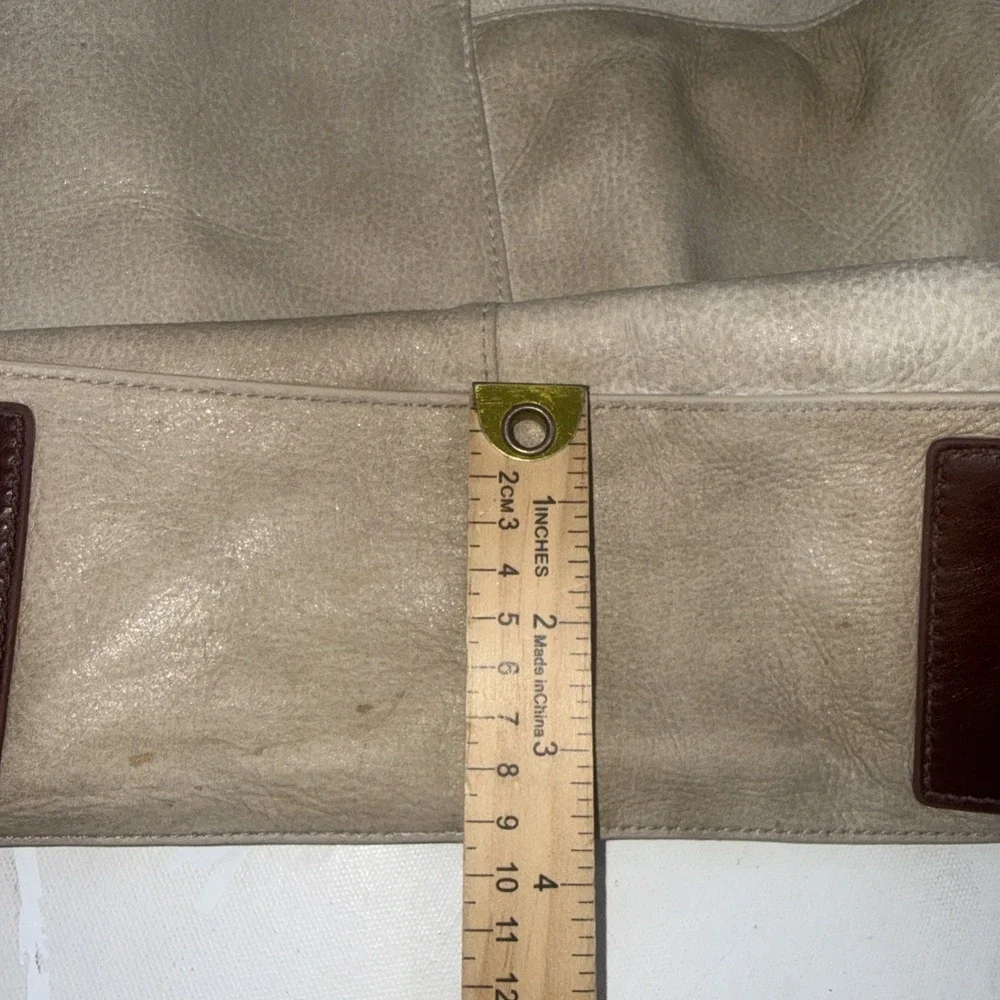HOBO International Leather Western Beige & Brown Slouchy Tote Bag Purse Handbag